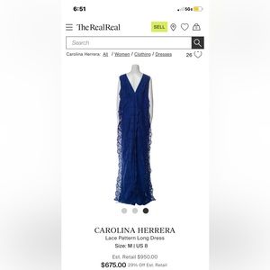 Carolina Herrera, Lace Pattern Gown. Never worn